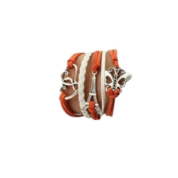 Butterfly Hearts Faux Leather Multi-layered Bracelet - Picture 3 of 3